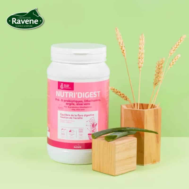 Ravene nutri digest cheval Prébiotiques probiotiques lithothamne argile aloe vera Cheval Sellerie Equinoxe Shop Fuveau