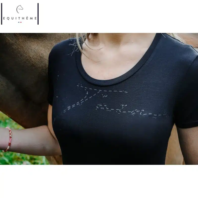 T Shirt Je t'aime EQUITHÈME EK Tessie 963096 noir Sellerie Equinoxe Shop Fuveau