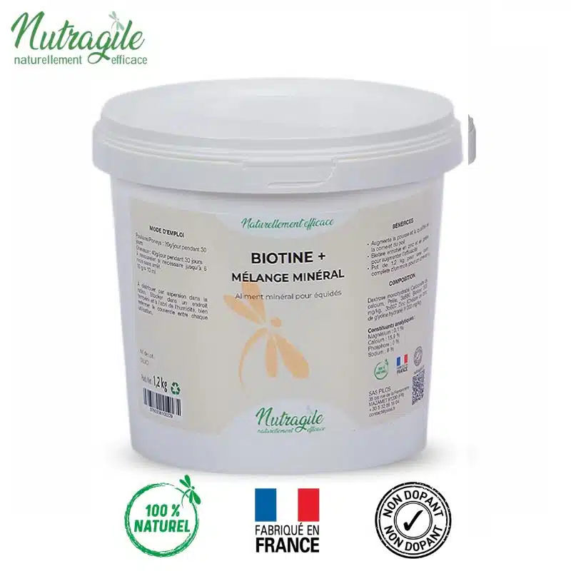 BIOTINE + zinc Prêle NUTRAGILE complement alimentaire pour chevaux Sellerie Equinoxe Shop Fuveau