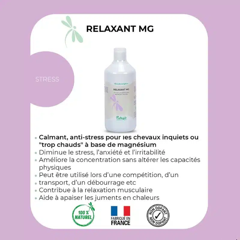 Bénéfices Relaxant MG Magnesium NUTRAGILE chevaux Sellerie Equinoxe Shop