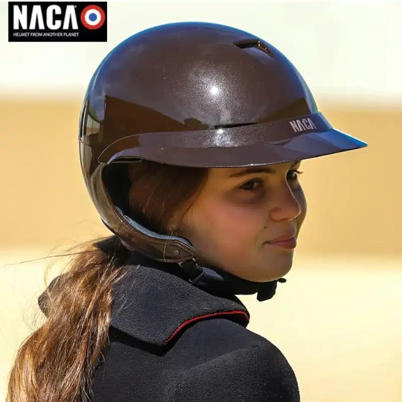 CASQUE D'EQUITATION NACA COMETE CHOCO GLOW VISIERE L ROSE GOLD EDITION LIMITÉ Sellerie Equinoxe Shop Fuveau