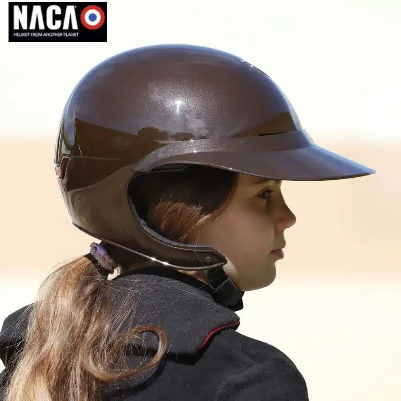 CASQUE D'EQUITATION NACA COMETE CHOCO GLOW VISIERE XL ROSE GOLD EDITION LIMITÉ Sellerie Equinoxe Shop Fuveau