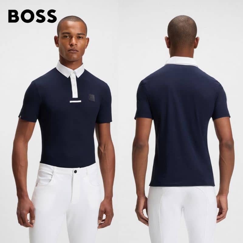 POLO DE CONCOURS MARTY SHOW SHIRT HONEY COMB SKY CAPTAIN B7M0403 NAVY Hugo Boss Equestrian SS6 Sellerie Equinoxe Shop Fuveau