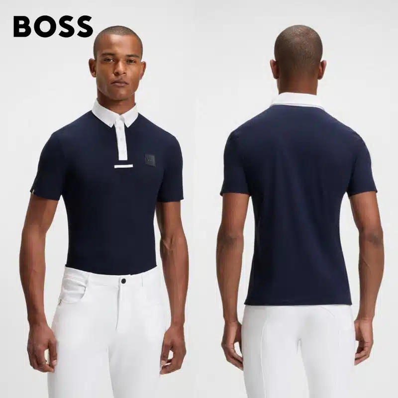 POLO DE CONCOURS MARTY SHOW SHIRT HONEY COMB SKY CAPTAIN B7M0403 NAVY Hugo Boss Equestrian SS6 Sellerie Equinoxe Shop Fuveau