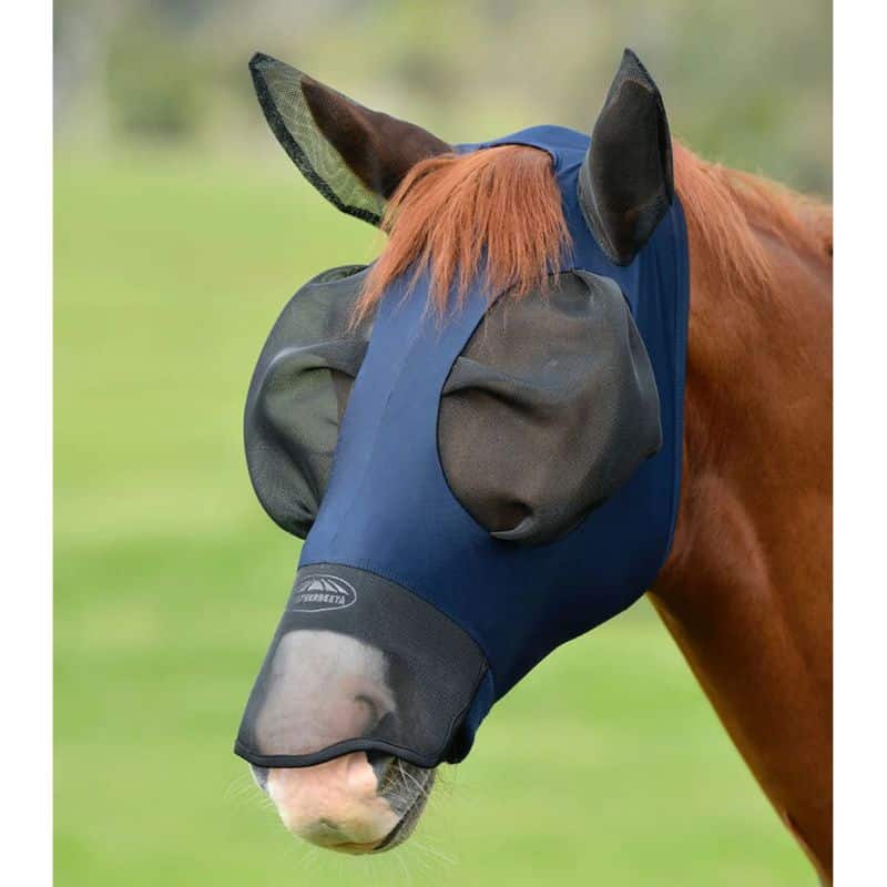 Masque anti-mouches Weatherbeeta ComFiTec Luxe Bug Eye Saver protections d'oreilles et nez cheval anti UV Protection UV supérieure à 98 % Sellerie Equinoxe Shop Fuveau