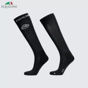 Chaussettes d'équitation unisex noir Equiline EW025PT11504 Sellerie Equinoxe Shop Fuveau
