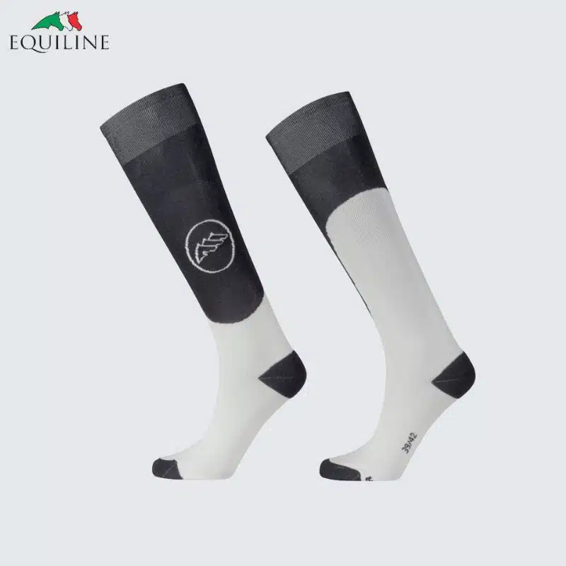 Chaussettes fines Calzing unisex noir Equiline EW025PT11499 Sellerie Equinoxe Shop Fuveau