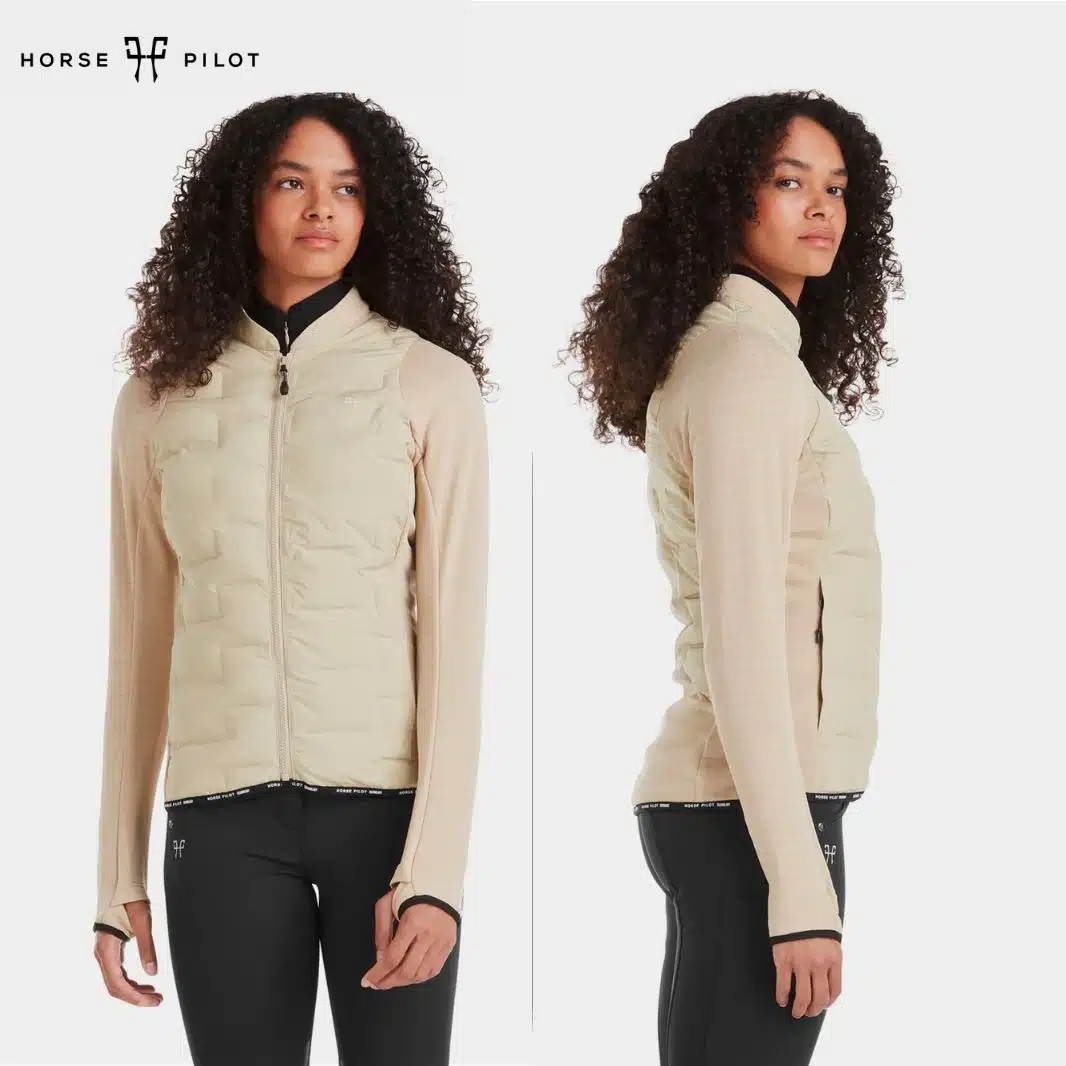 STORM JACKET VESTE HYBRIDE D'ÉQUITATION Femme Horse Pilot SUN124 BEIGE Sellerie Equinoxe Shop Fuveau