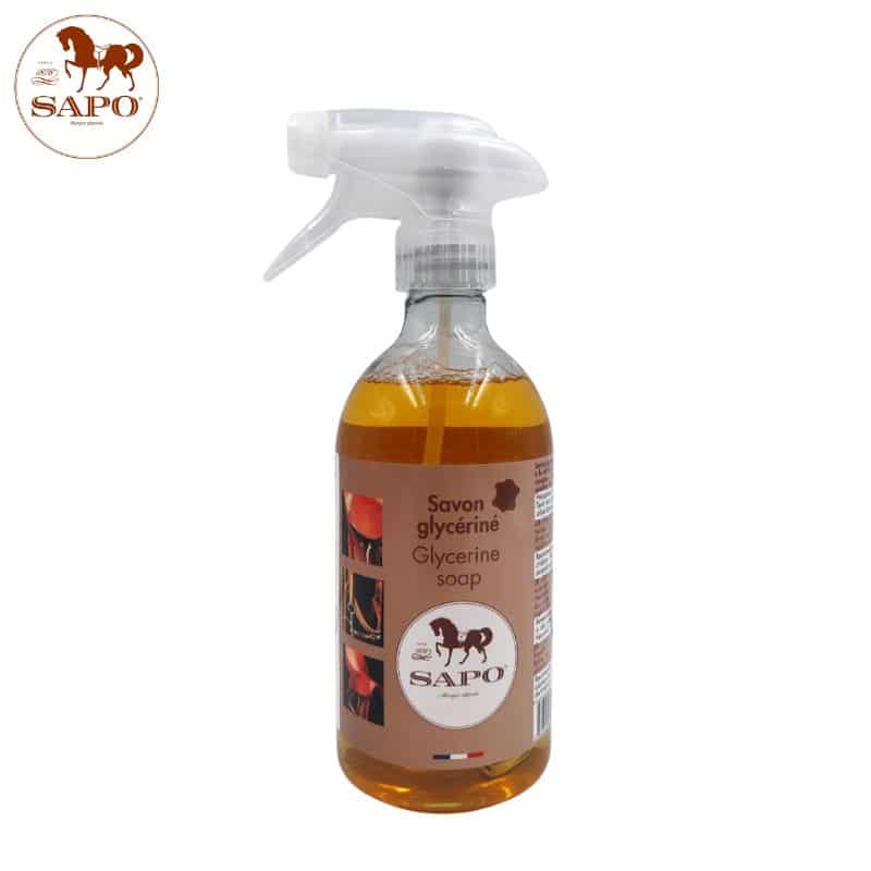 Savon glycériné liquide spray 500 ml pour le nettoyage et l'entretien des cuirs, sellerie, chaussures et maroquinerie