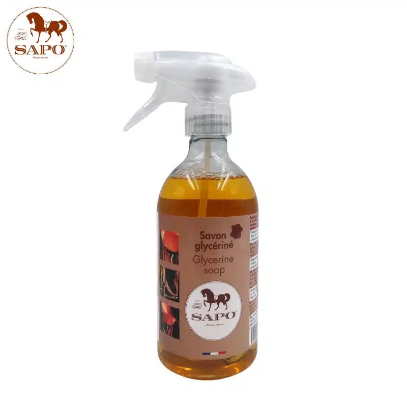 Savon glycériné liquide spray 500 ml pour le nettoyage et l'entretien des cuirs, sellerie, chaussures et maroquinerie