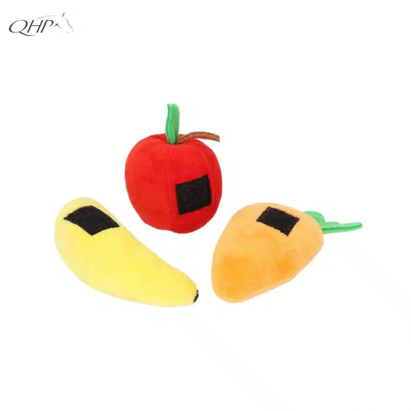 Set friandises pomme banane carotte Hobby Horse QHP avec accessoires de jeu pour cheval bâton destiné aux enfants
