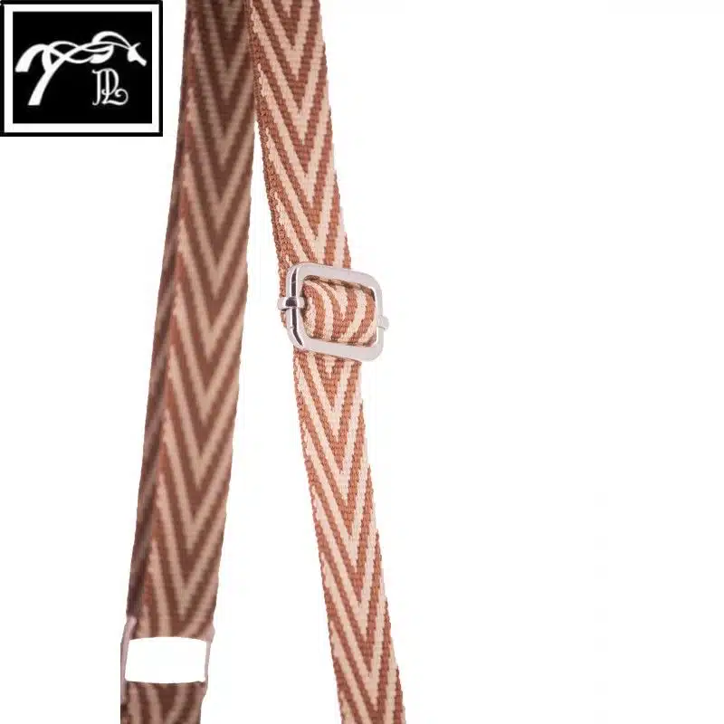 Bandoulière amovible à motif chevrons bicolore de la Pochette Pénélope Cognac Glitter