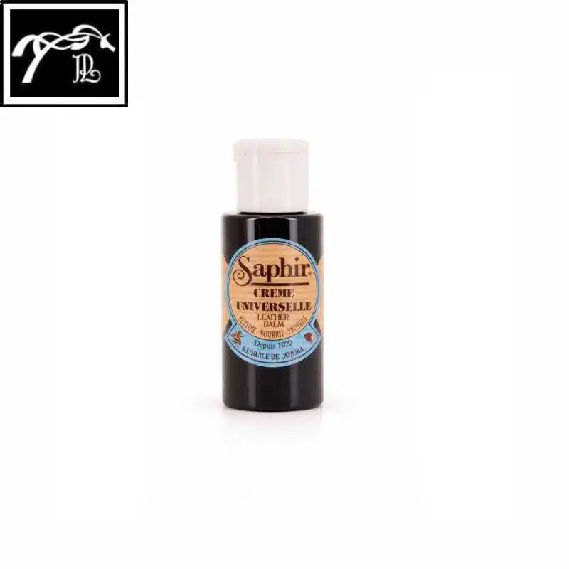 Crème Universelle Saphir Noire pour nettoyer, nourrir et raviver les cuirs noirs.