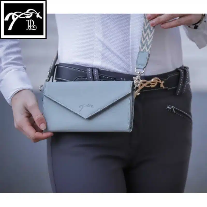 Pochette téléphone Pénélope en cuir bleu gris