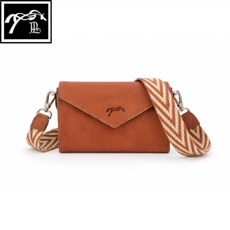 Pochette téléphone Pénélope en cuir cognac