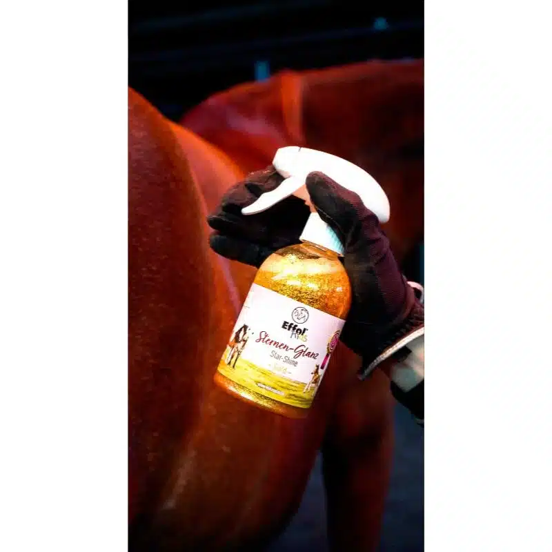 Spray Effol Kids Star-Shine doré avec paillettes pour décorer la robe du cheval et du poney