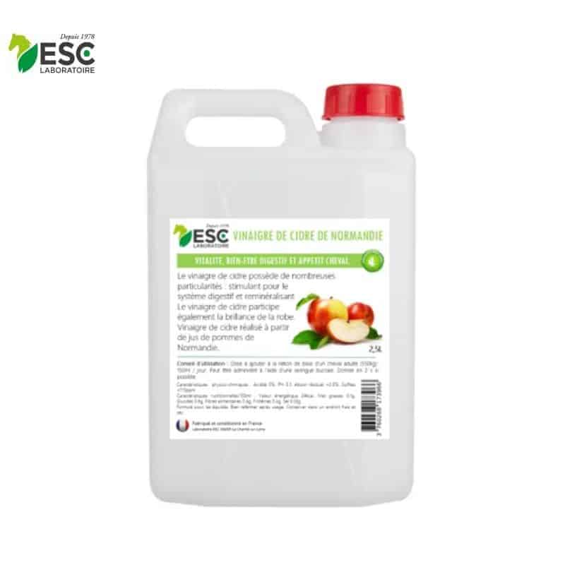 Vinaigre de Cidre Pur de Normandie ESC Laboratoire 2,5 litres pour la vitalité, l'appétit et la digestion du cheval