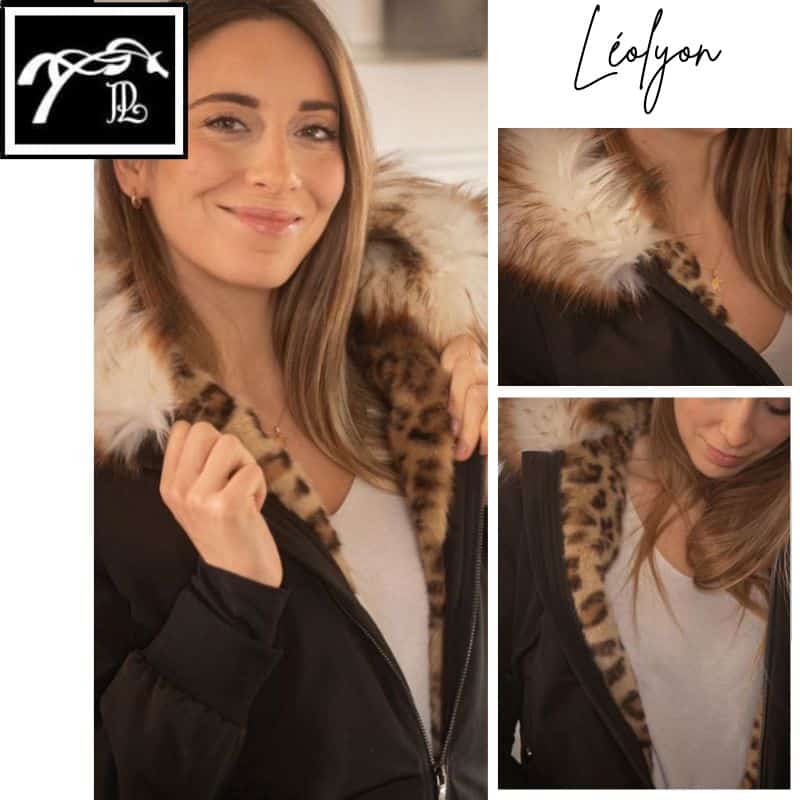 Blouson hiver femme Leolyon Pénélope Store noir intérieur polaire léopard