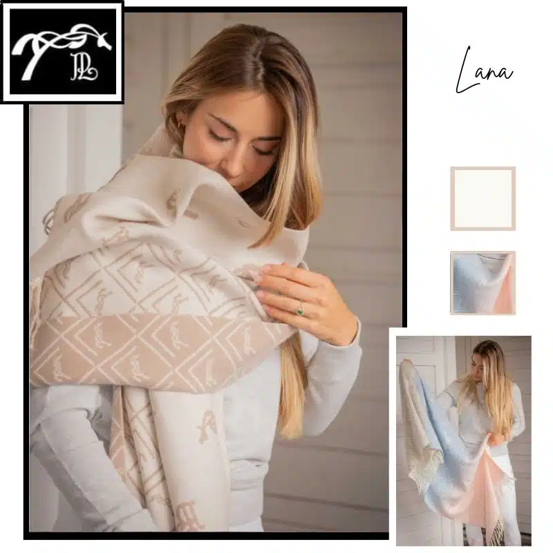 Écharpe femme Pénélope Lana beige crème et Rainbow
