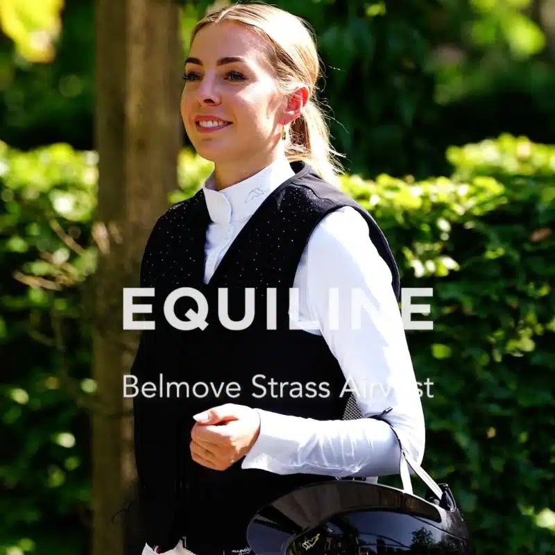equiline-airbag-belmove-strass-equitation Cavalière équipée d'un airbag Equiline Belmove Strass en concours