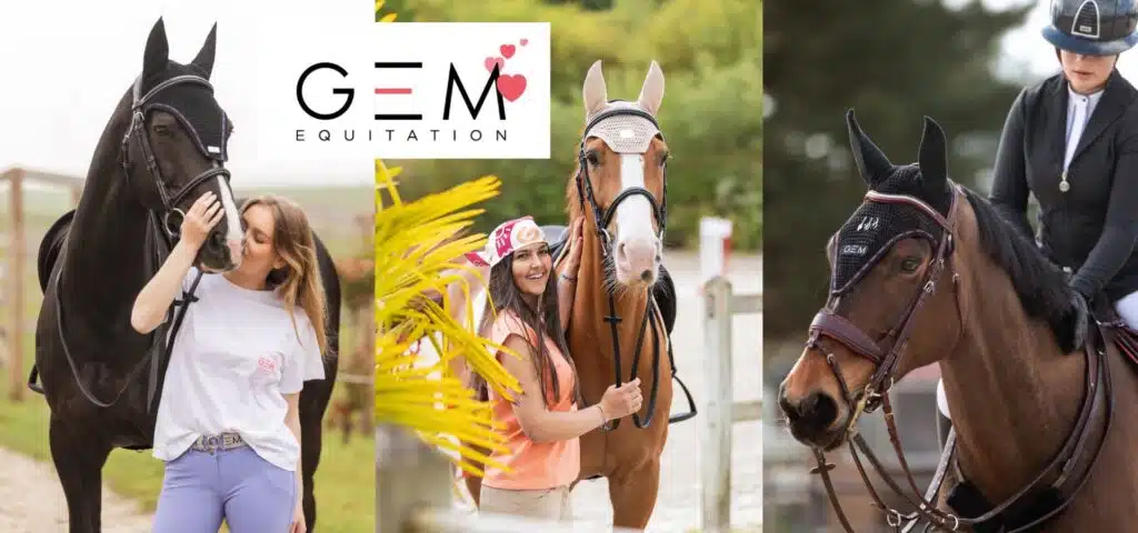 gem-equitation-tapis-selle-vetements-cavaliers-cavalieres Collection GEM Équitation avec tapis de selle, bonnet cheval et équipements techniques pour cavaliers disponibles chez Equinoxe Shop.