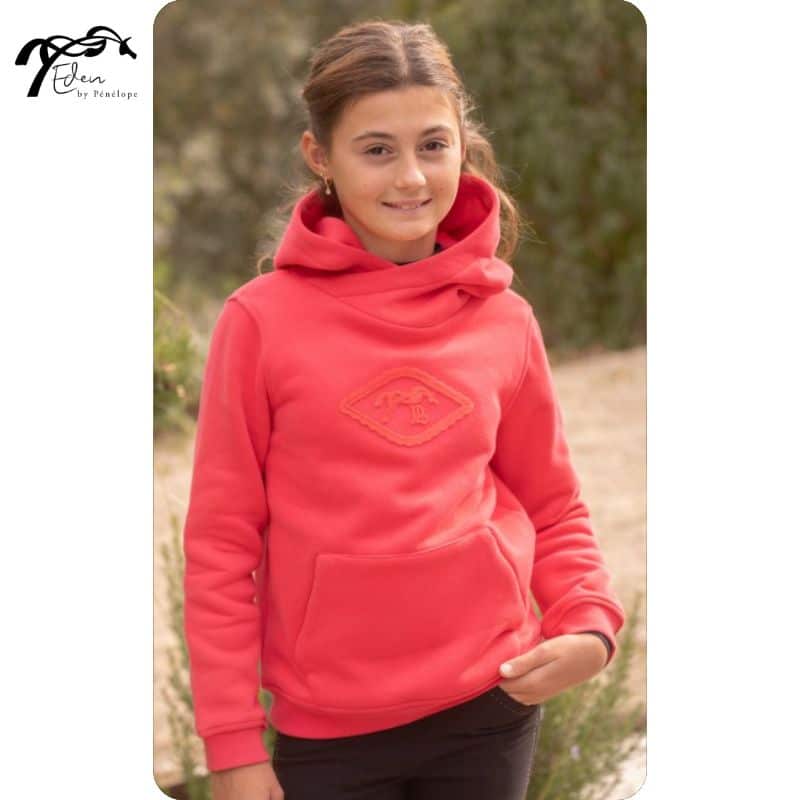 Sweat équitation enfant Eden by Pénélope Louison à capuche rouge