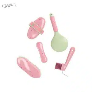 Contenu du Coffret de pansage Lucky Start QHP - vue de dessus Contenu coffret pansage Lucky Start QHP cinq accessoires