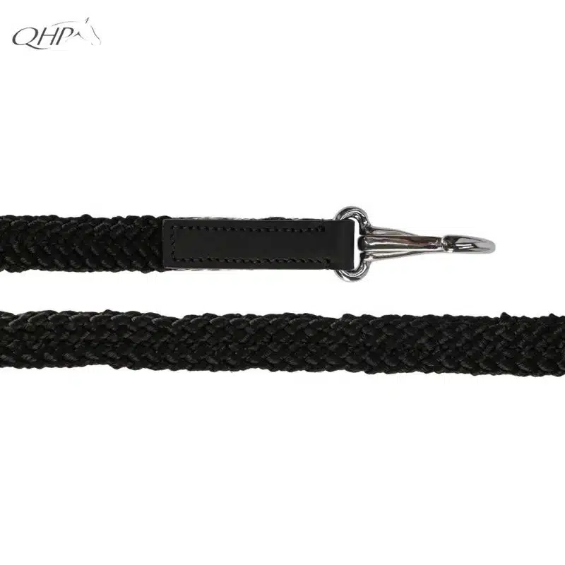 Corde tressée souple des rênes Liberta QHP 2250 noir Rênes corde tressée licol éthologique QHP noir