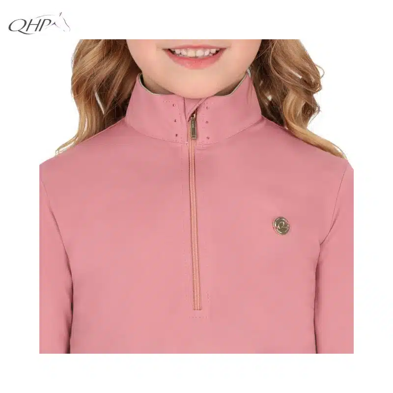 Détail strass demi-zip Polo d'équitation Lucky Start Junior QHP