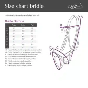 Guide des tailles Bridon Ontario QHP Guide des tailles du Bridon Ontario QHP