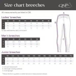 Guide des tailles pantalon d'équitation QHP Guide des tailles pantalon d'équitation QHP