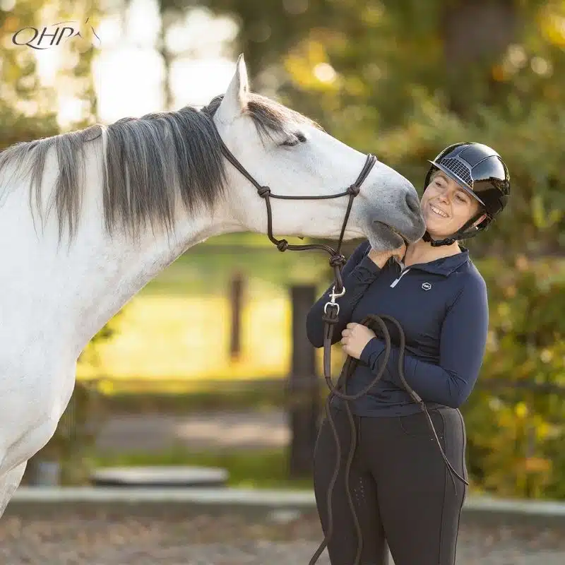 Longe éthologique Liberta 3 mètres pour le travail à pied du cheval Longe éthologique cheval 3 m Liberta QHP déployée