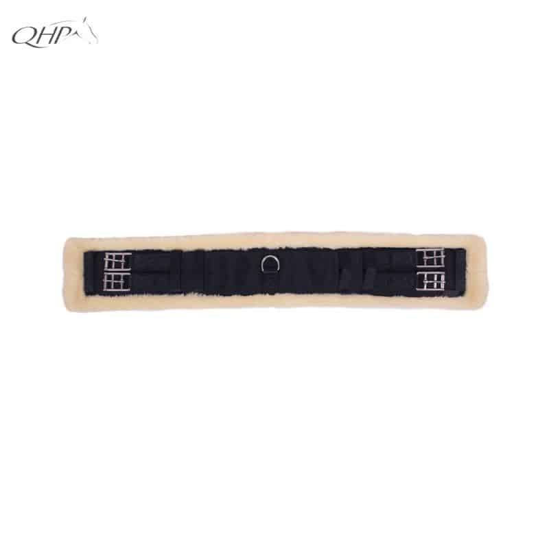 Sangle courte de dressage Ontario QHP noire avec doublure fausse fourrure