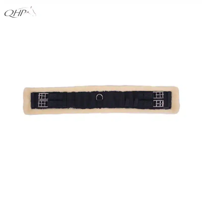 Sangle courte de dressage Ontario QHP noire avec doublure fausse fourrure