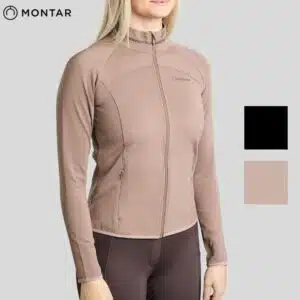 Veste mi-saison Montar MoVeronica Thermo – 2 coloris Coloris Veste d'équitation femme Montar MoVeronica Nougat Brown portée avec legging