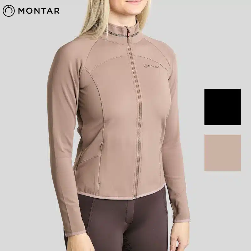 Coloris Veste d'équitation femme Montar MoVeronica Nougat Brown portée avec legging
