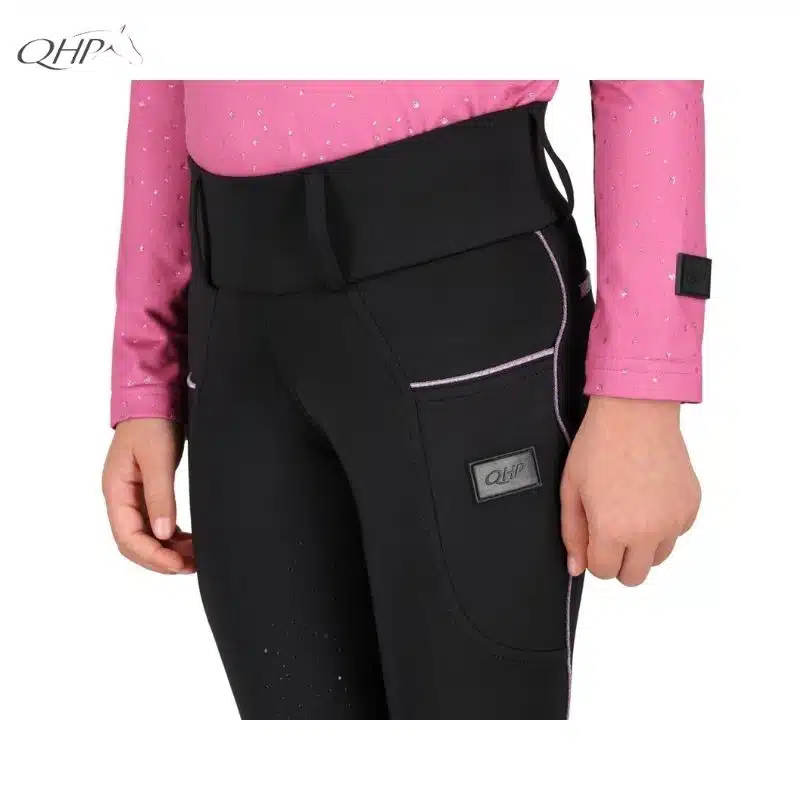 focus liseré pailleté Legging d'équitation Isalyn Junior QHP hiver avec grip moyen