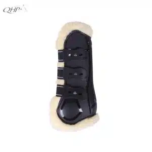 Guêtres ouvertes Ontario QHP noires – vue de profil Guêtres ouvertes Ontario QHP noires avec doublure en fausse fourrure