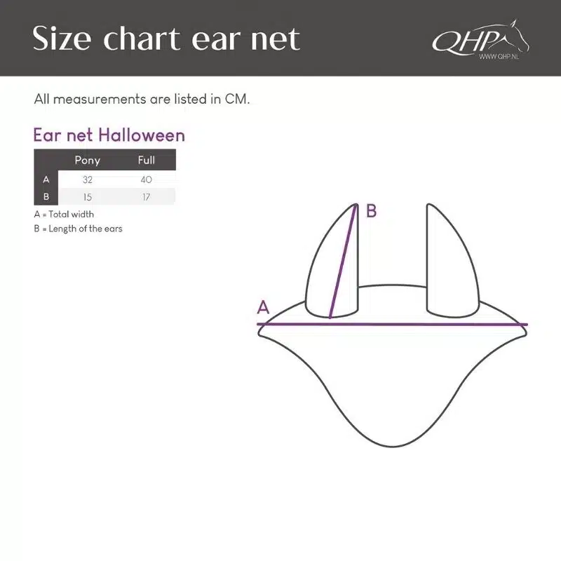 guide des tailles Bonnet anti-mouches Halloween Vampire QHP