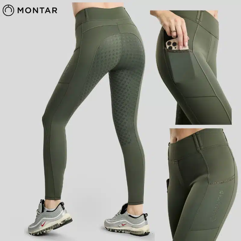 Legging d'équitation femme Montar MoVeronica Hybrid Thermo Vert Automne Hiver 2026