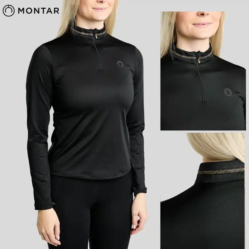Détail polo Montar MoVeronica Thermo noir Golden Quartz