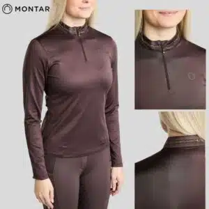 Détail polo Montar MoVeronica Thermo chocolat Black Peony