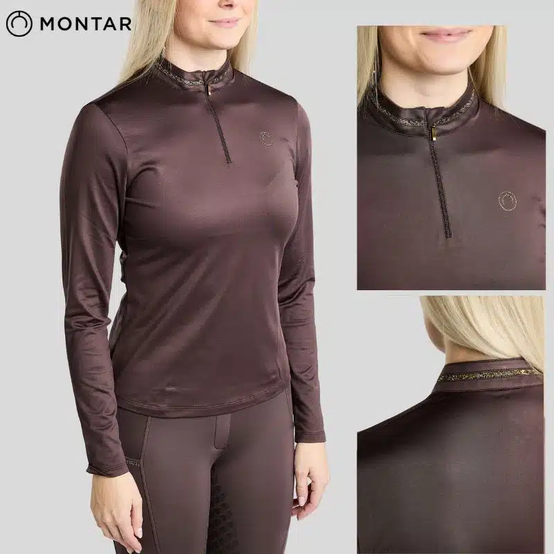 Détail polo Montar MoVeronica Thermo chocolat Black Peony