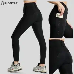 Pantalon Montar MoAddie Softshell Black – vue profil et arrière Pantalon d'équitation femme Montar MoAddie Softshell noir vue profil et arrière