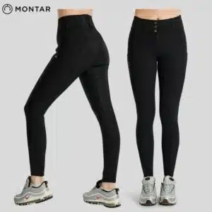 Pantalon Montar MoAddie Softshell Black – vue face et vue profil Pantalon d'équitation femme Montar MoAddie Softshell noir vue de face et de profil
