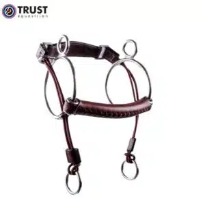 TRUST Curbgag Rope Leather monté sur un mors Gourmette TRUST Curbgag Rope Leather E25904 havane montée sur un mors