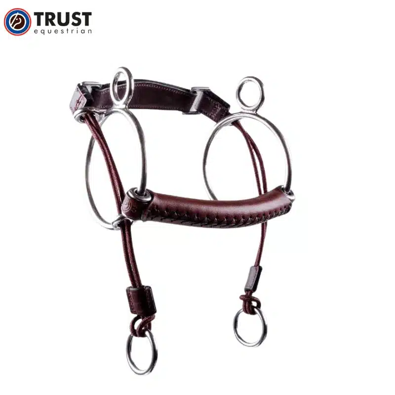 TRUST Curbgag Rope Leather monté sur un mors Gourmette TRUST Curbgag Rope Leather E25904 havane montée sur un mors