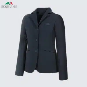 veste-concours-fille-equiline-eqcarolink-marine Veste de concours fille EQCAROLINK EQUILINE EC018PM00521 marine compatible airbag vue de face