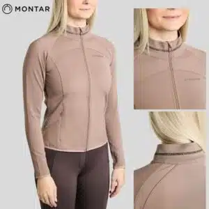 Veste d'équitation femme Montar MoVeronica Nougat Brown portée avec legging