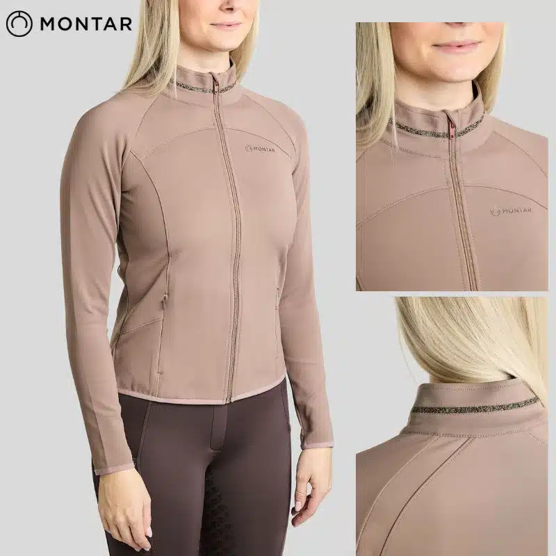 Veste d'équitation femme Montar MoVeronica Nougat Brown portée avec legging